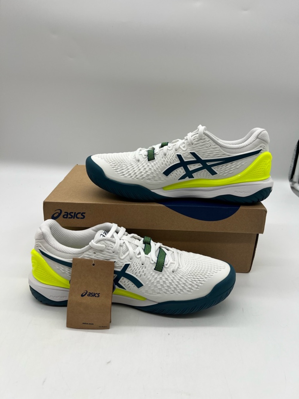Asics Gel-Resolution 9 Men 8.5 Wide White Teal Pickleball Athletic Tennis Shoes.